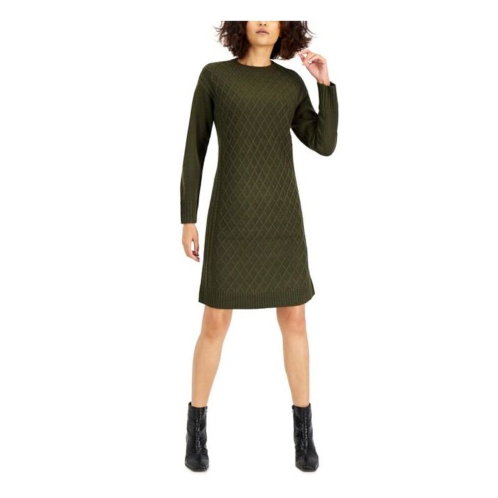 NWT INC DRESS Womens Green Long Sleeve Knee Length Wear To Work Sweater Dress XL